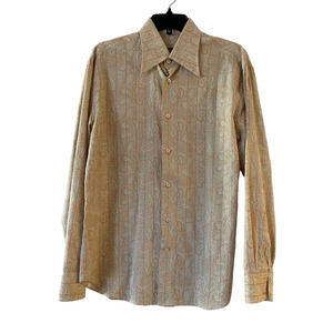 Andrea Palombini Size L Mens Button Up Shirt Paisley Long Sleeve Made in Italy